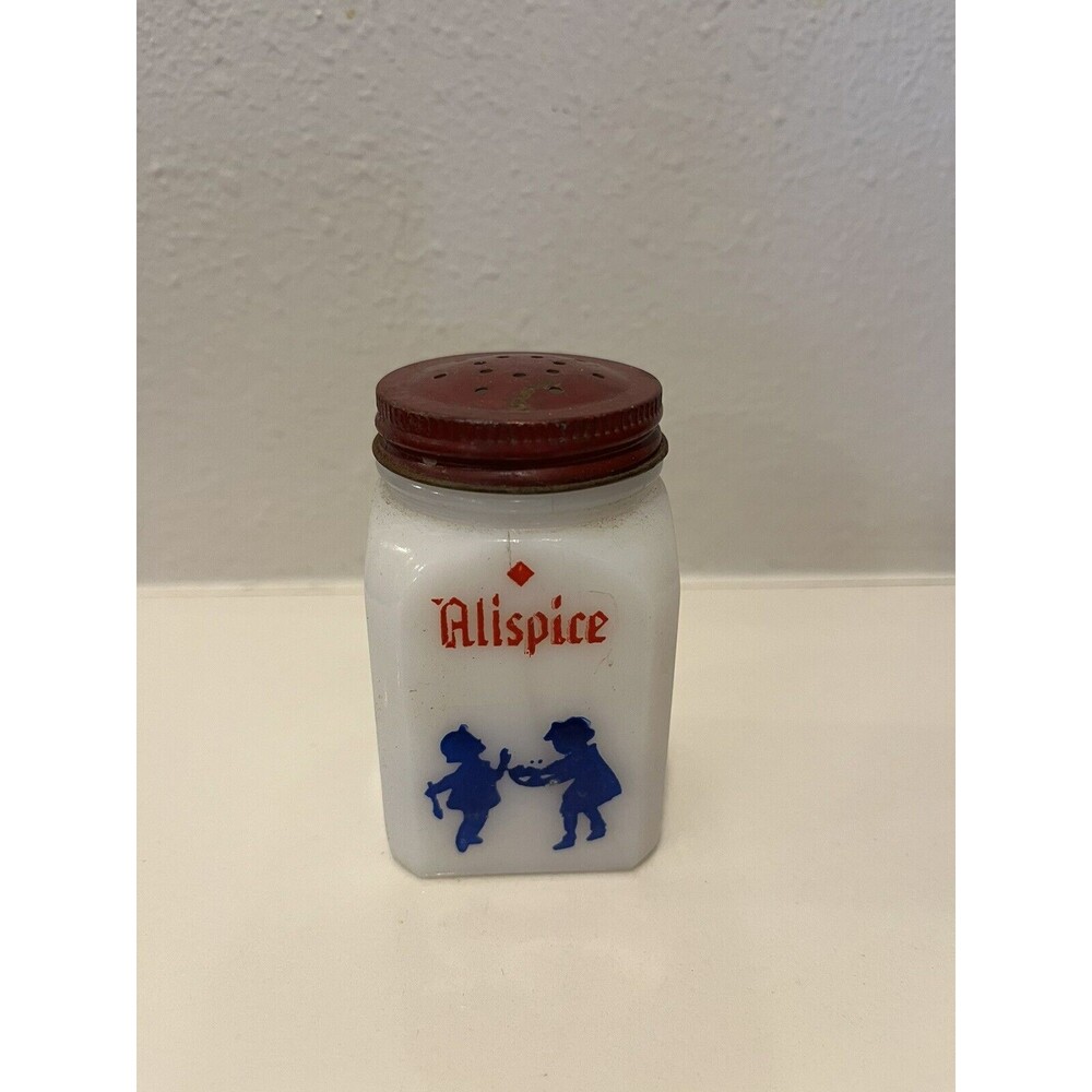 Vintage Hazel Atlas Mid Century  3/4 Milk Glass Dutch Range Shaker ALLSPICE